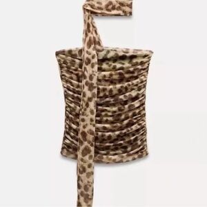 Leopard Print Strapless Top